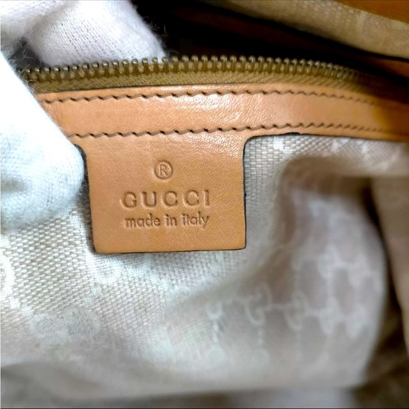 Auth Gucci Camel Brown Leather Web Sherry pqLine 2way Rania Boston Doctor Duffle - Picture 7 of 9